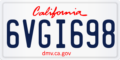 CA license plate 6VGI698