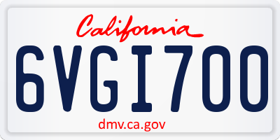 CA license plate 6VGI700