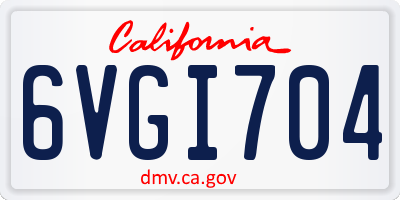 CA license plate 6VGI704