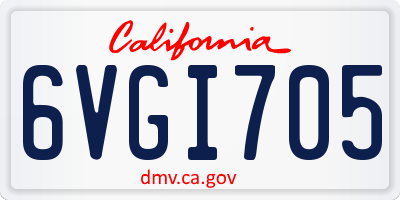 CA license plate 6VGI705