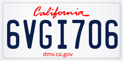 CA license plate 6VGI706