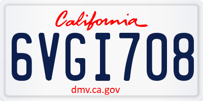 CA license plate 6VGI708