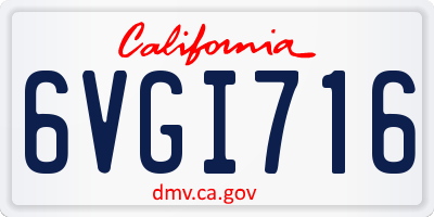 CA license plate 6VGI716