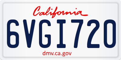 CA license plate 6VGI720