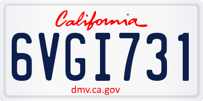 CA license plate 6VGI731