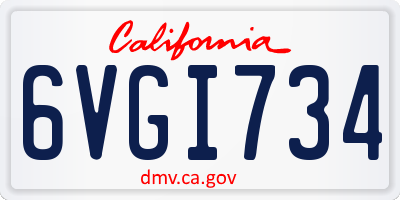 CA license plate 6VGI734