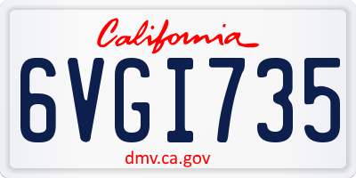 CA license plate 6VGI735