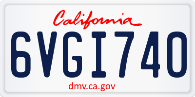 CA license plate 6VGI740
