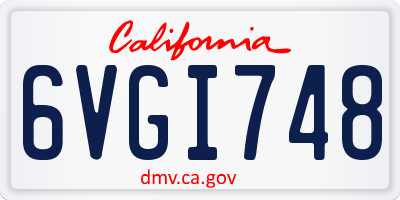 CA license plate 6VGI748