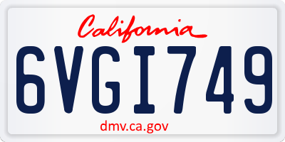 CA license plate 6VGI749