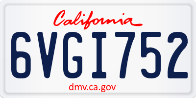 CA license plate 6VGI752