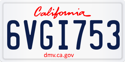 CA license plate 6VGI753