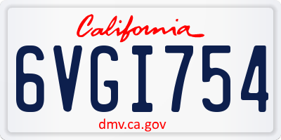 CA license plate 6VGI754
