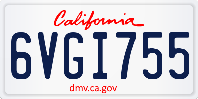 CA license plate 6VGI755