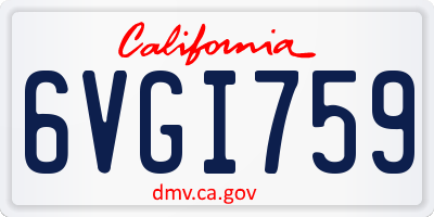 CA license plate 6VGI759