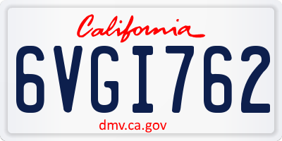 CA license plate 6VGI762