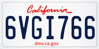 CA license plate 6VGI766