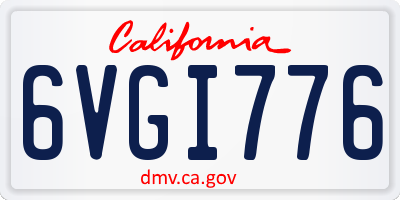 CA license plate 6VGI776