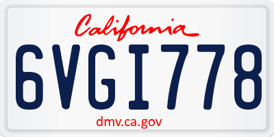 CA license plate 6VGI778