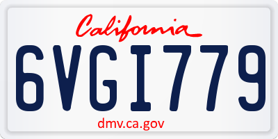 CA license plate 6VGI779