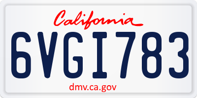 CA license plate 6VGI783