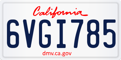 CA license plate 6VGI785