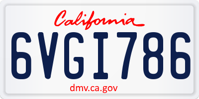 CA license plate 6VGI786