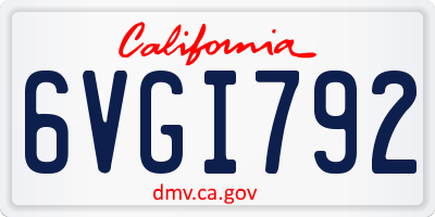 CA license plate 6VGI792