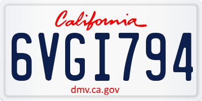 CA license plate 6VGI794