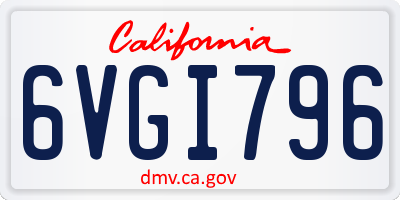 CA license plate 6VGI796