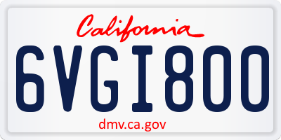CA license plate 6VGI800