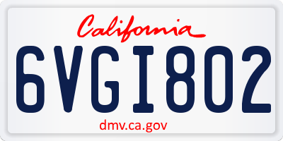 CA license plate 6VGI802