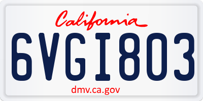 CA license plate 6VGI803