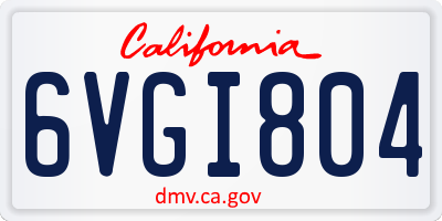 CA license plate 6VGI804