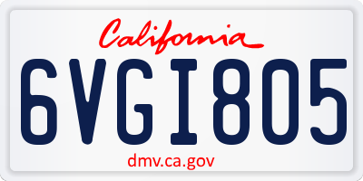 CA license plate 6VGI805