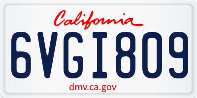 CA license plate 6VGI809