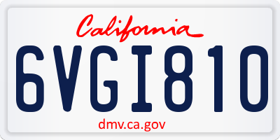 CA license plate 6VGI810