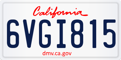 CA license plate 6VGI815