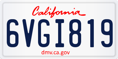 CA license plate 6VGI819