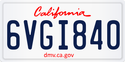 CA license plate 6VGI840