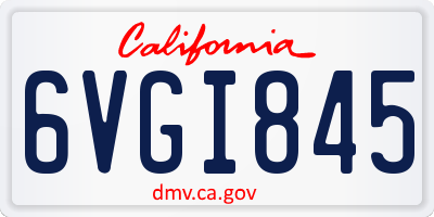CA license plate 6VGI845