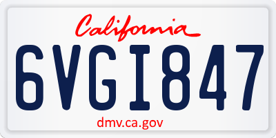 CA license plate 6VGI847