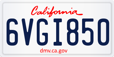 CA license plate 6VGI850