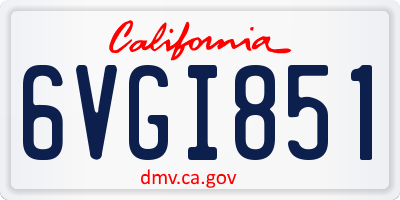 CA license plate 6VGI851