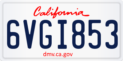 CA license plate 6VGI853