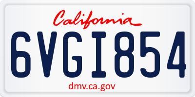 CA license plate 6VGI854