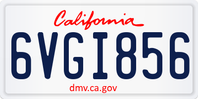 CA license plate 6VGI856