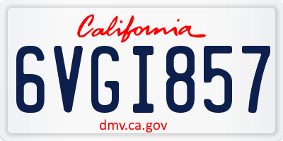 CA license plate 6VGI857