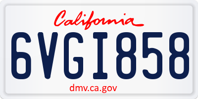 CA license plate 6VGI858