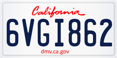 CA license plate 6VGI862